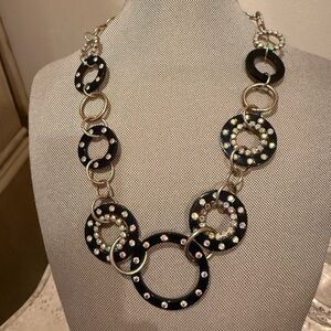 Statement Black Circle Crystal Necklace - Unbranded